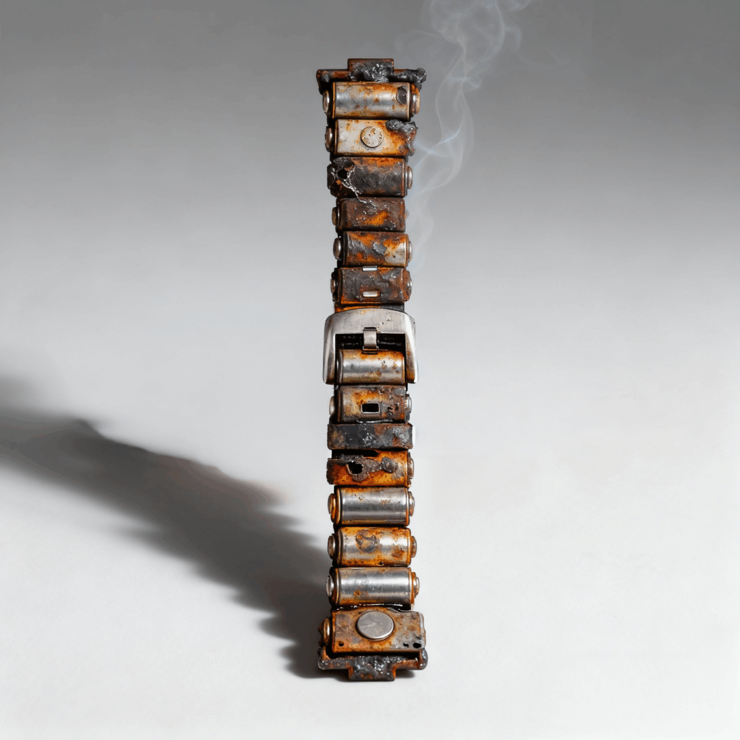 Bracelet de montre texturé de pile de lithium roillée